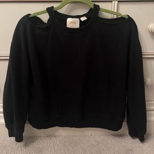 Anthropology black open shoulder sweater
